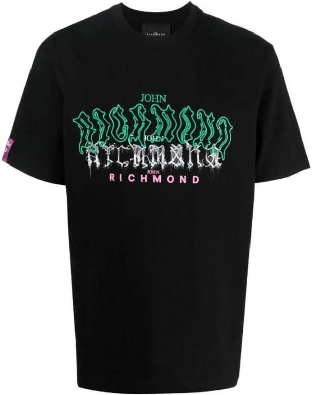 John Richmond Italiaans Katoenen T-Shirt met Geborduurd Logo Black Heren