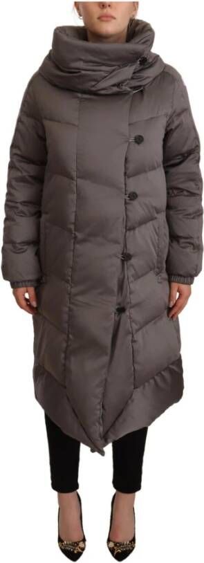 John Richmond Gray Long Sleeves Button Down Quilted Jacket Grijs Dames