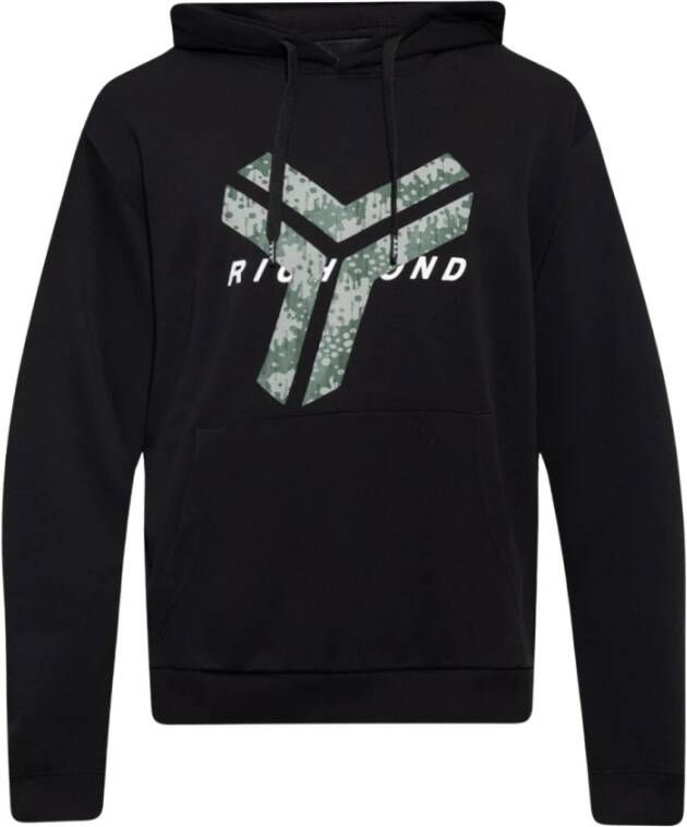 John Richmond Hoodie met logo Zwart Heren