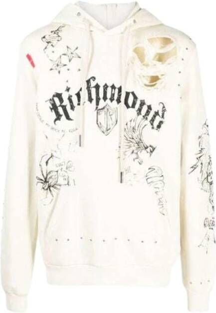 John Richmond Modieuze hoodie met opvallende print Beige Heren
