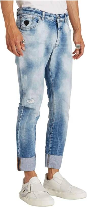 John Richmond Hoog getailleerde jeans met toepassing Blauw Heren