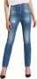 John Richmond Hoog getailleerde jeans met veren effect en logo op de achterkant Blauw Dames - Thumbnail 1