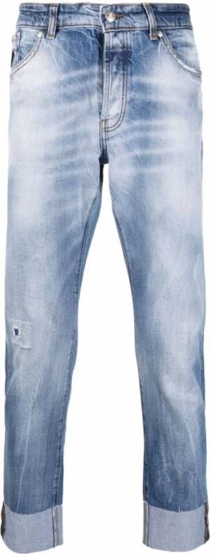 John Richmond Denim Straight Jeans met Opgeslagen Zoom Blue Heren