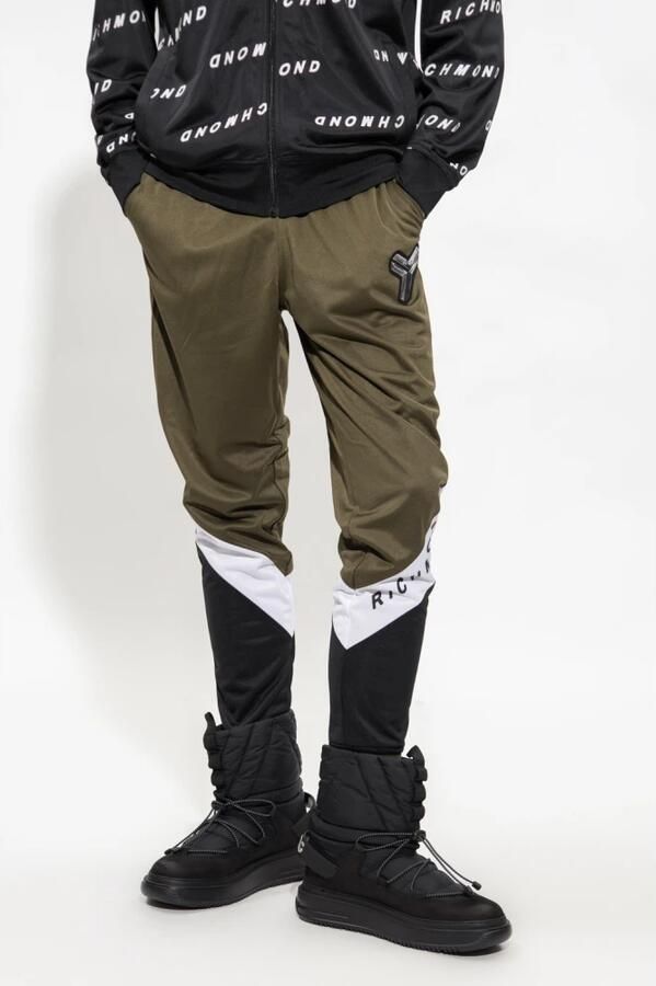 John Richmond Gedrukte sweatpants met logo en applicaties Green Heren - Foto 3