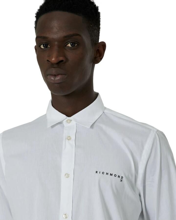 John Richmond Wit Logo Contrast Voor Shirt White Heren