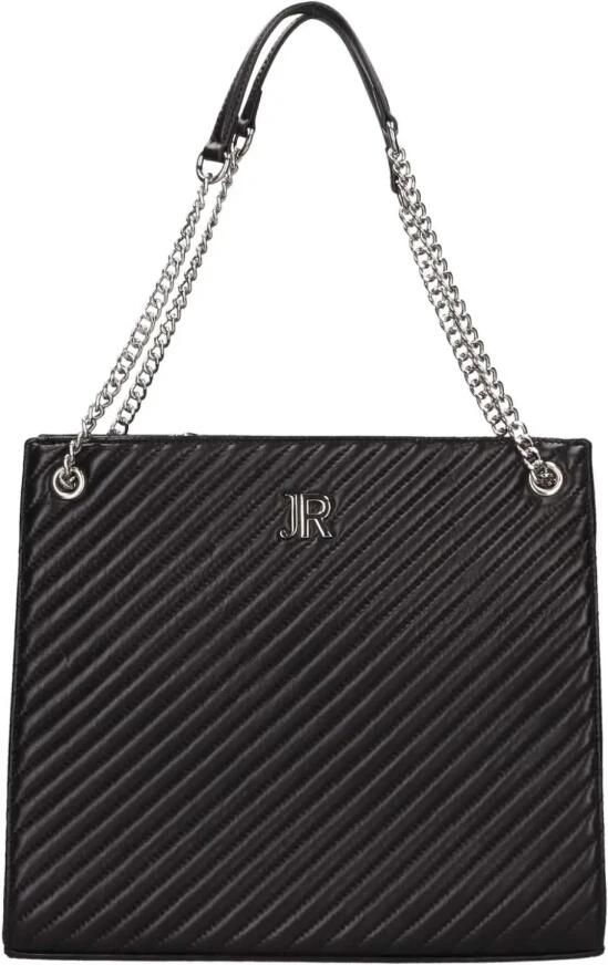 John Richmond Zwarte Schoudertas met Zilveren Logo Black Dames