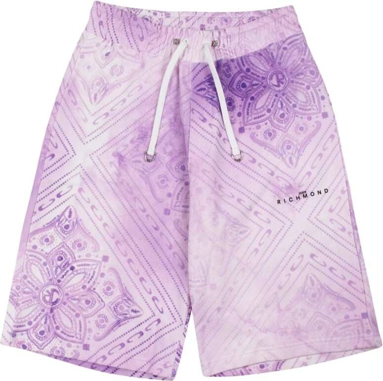 John Richmond Kleurrijke Tie Dye Bermuda Shorts Purple Heren