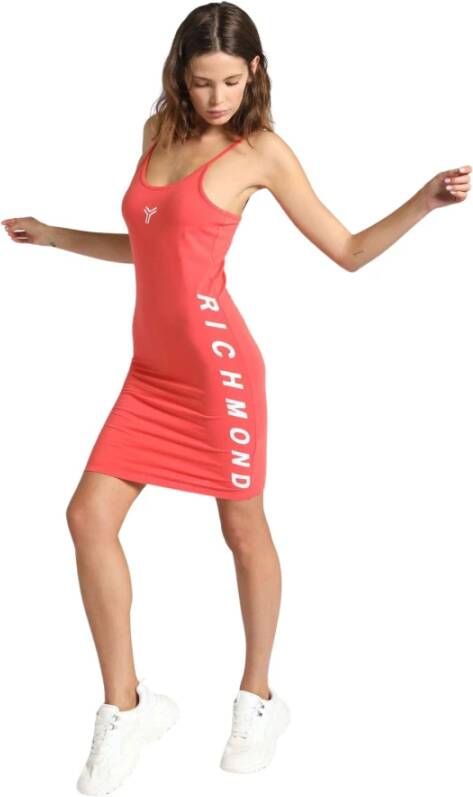 John Richmond Korte slanke jurk met logo Roze Dames