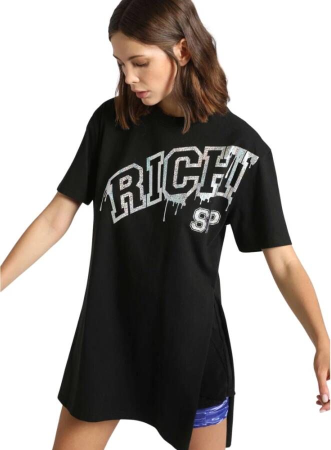 John Richmond Lang oversized T-shirt met logo Zwart Dames