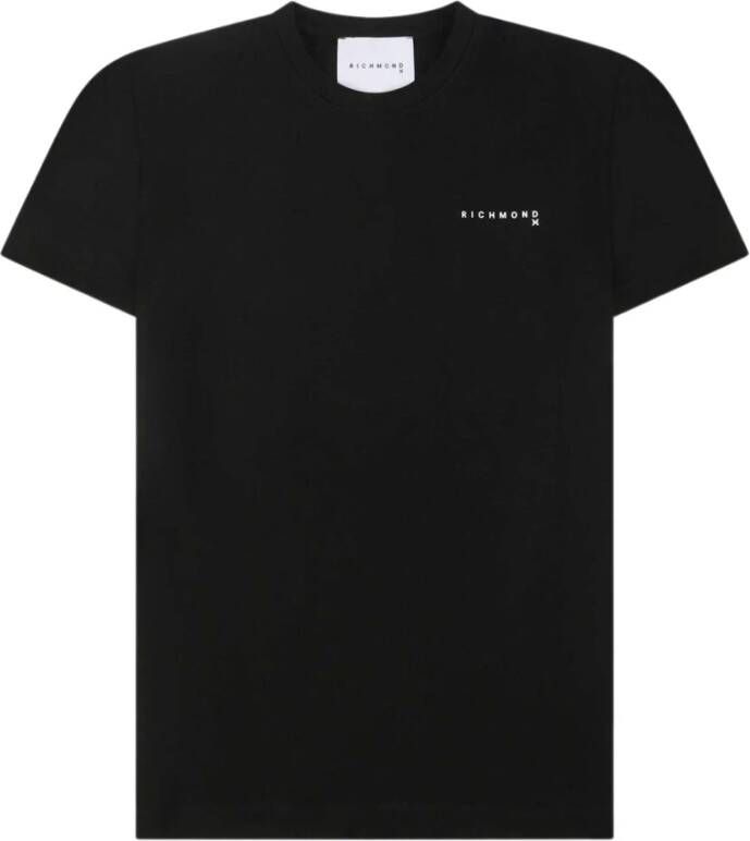 John Richmond Logo Contrast Korte Mouw T-Shirt T-Shirt met Logo Print Black White