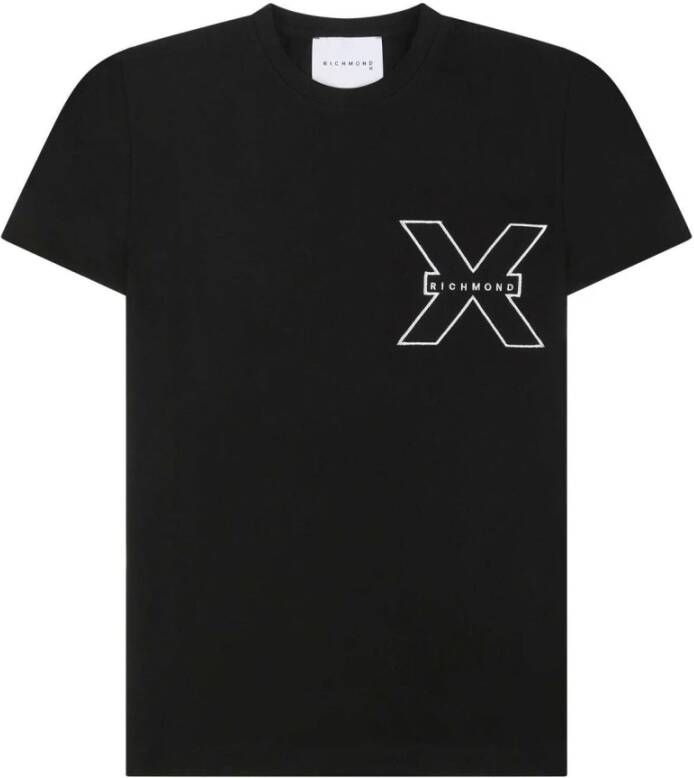 John Richmond Logo Contrast Korte Mouw T-shirt Zwart Heren