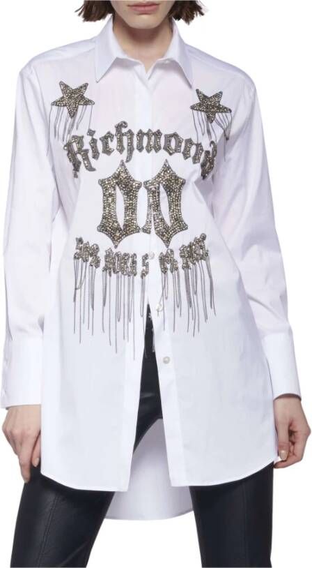 John Richmond Logo Paillet Shirt voor Dames White Dames
