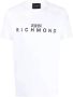 John Richmond Logo Print Katoenen T-Shirt White Heren - Thumbnail 1