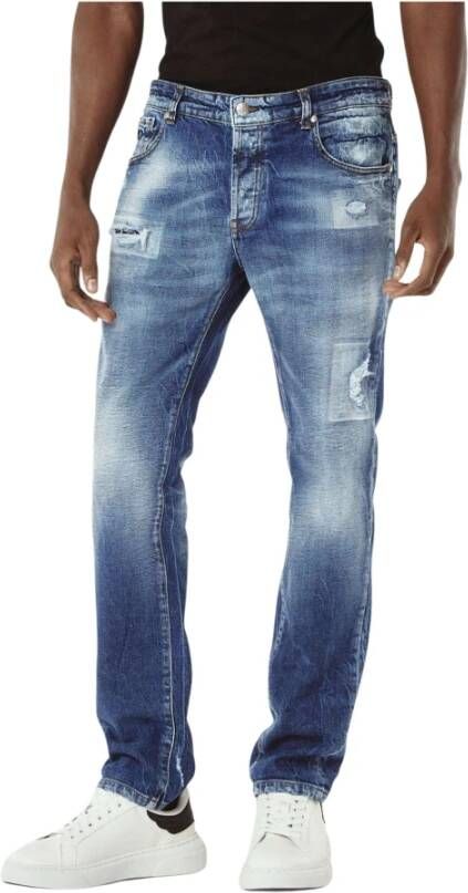 John Richmond Noodlijdend effect gewone fit jeans Blauw Heren