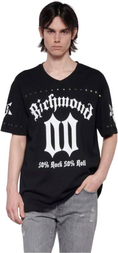 John Richmond Oversized T-shirt met contrasterende print Zwart Heren