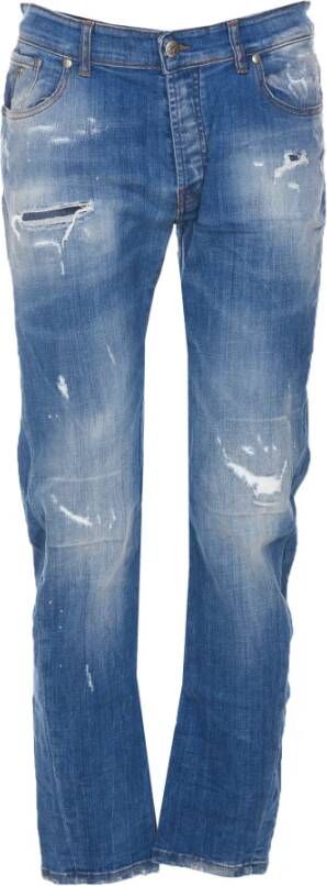 John Richmond Aansluitende Denim Jeans met Versleten Effect Blue Heren