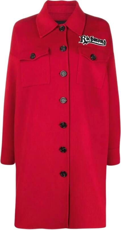 John Richmond Shirt Effect -jas en geborduurd logo Rood Dames