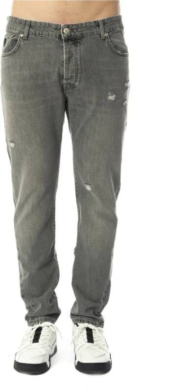 John Richmond Slim-Fit Jeans met Scheuren en H-Logo Grijs Heren
