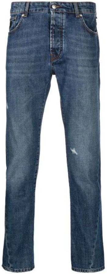 John Richmond Slim-Fit Jeans met Distressed Details Blauw Heren