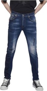 John Richmond Slim Fit Jeans met Inzetstukken Blauw Heren