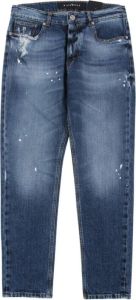 John Richmond Slim-Fit Jeans met scheuren aan de voorkant en print op de achterkant Blauw Heren
