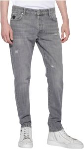 John Richmond Slim-Fit Jeans met Scheuren en H-Logo Grijs Heren