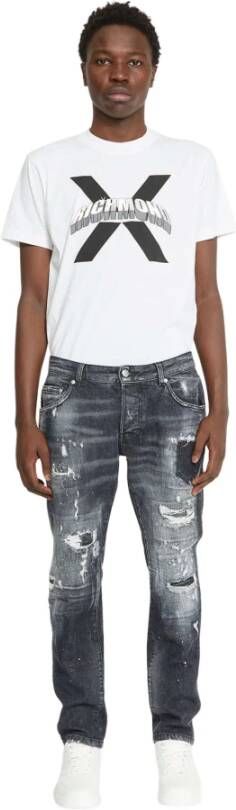 John Richmond Slim-Fit Ripped Jeans voor Heren Slimme Jeans met Scheuren aan de Voorkant en Achterkant Black Blue Heren