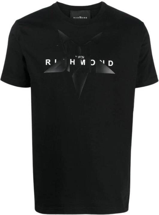 John Richmond Ster Logo T-shirt Katoen Ronde Hals Black Heren
