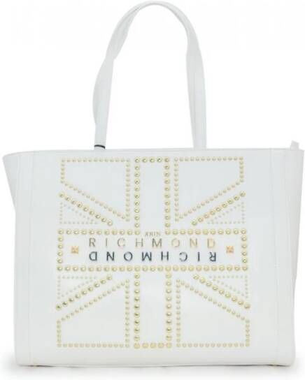 John Richmond Stijlvolle Witte Tote Tas met Gouden Studs White Dames