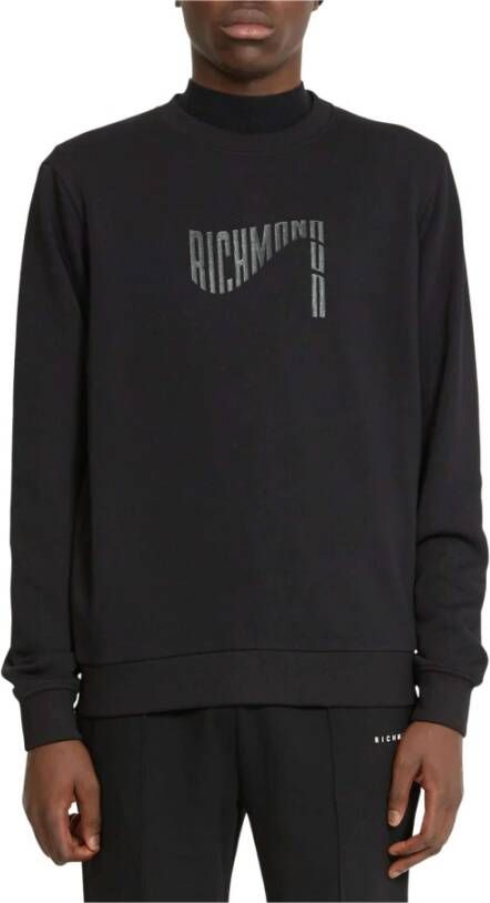 John Richmond Sweatshirt met contrastlogo en grafische print Zwart Heren