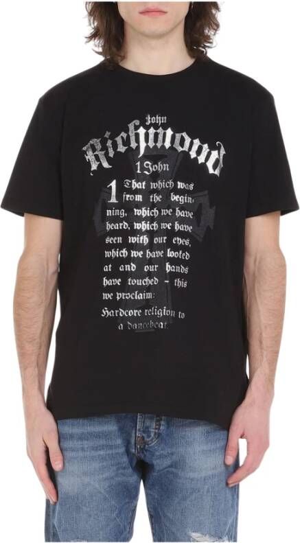 John Richmond T-shirt met afdrukken Zwart Heren