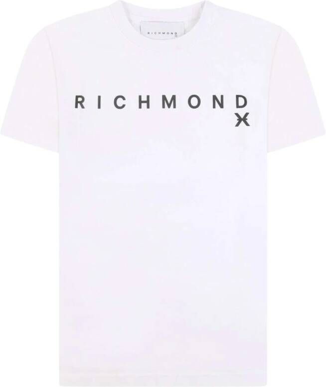 John Richmond T-shirt met contrastlogo en korte mouwen Wit Heren