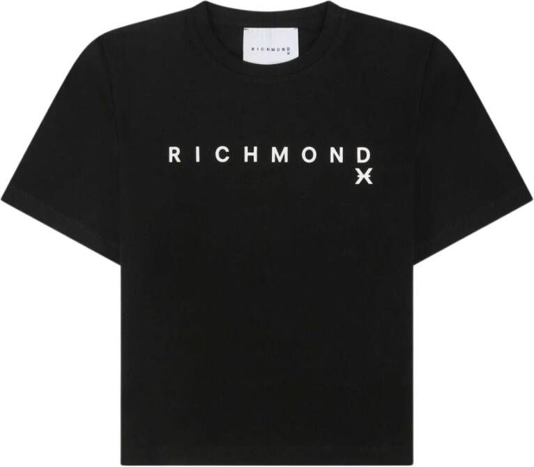 John Richmond T-shirt met contrastlogo en korte mouwen Zwart Dames