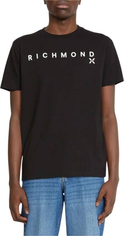 John Richmond T-shirt met contrastlogo en korte mouwen Zwart Heren