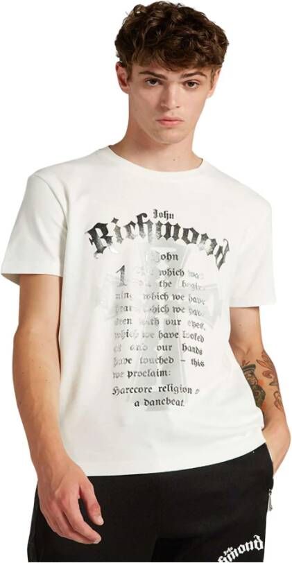 John Richmond T-shirt met logo-print Wit Heren
