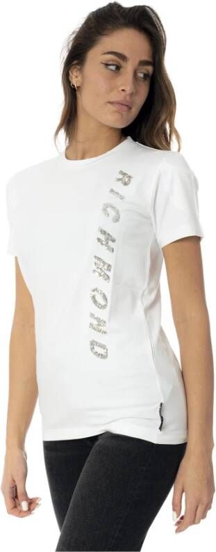 John Richmond Contrasterende Zijprint T-Shirt Contrasterend Zijprint T-Shirt White Black Dames