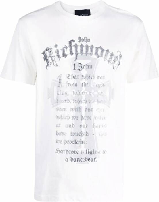 John Richmond T-shirt met logo-print Wit Heren