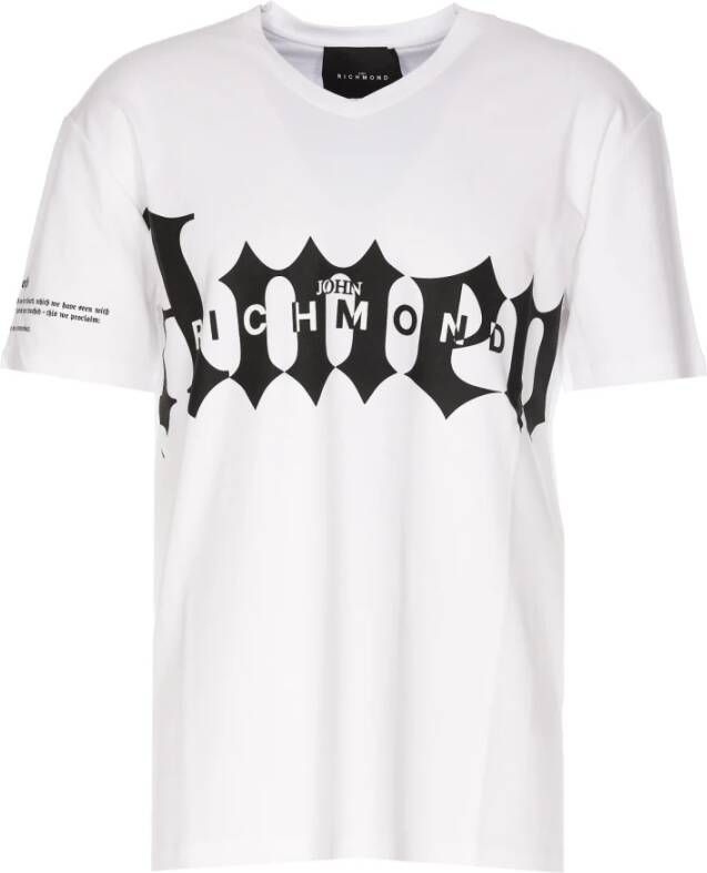 John Richmond Wit Oversized T-Shirt met Bedrukt Logo White Heren