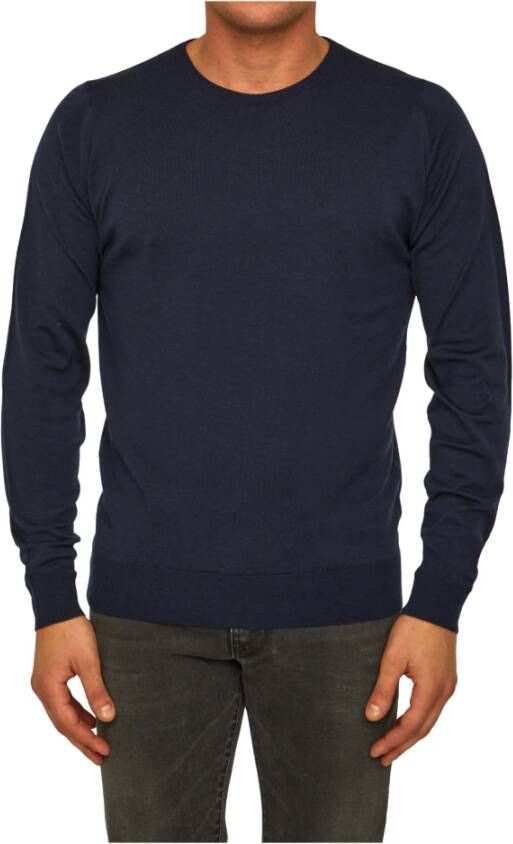 John Smedley Blauwe Merinowol Pullover Sweater Blue Heren