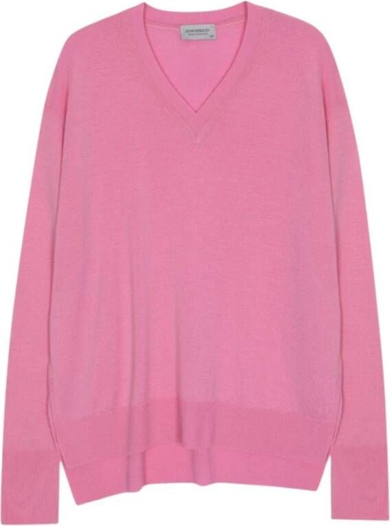 John Smedley Ontspannen pasvorm Merino Wol Jersey Roze Dames