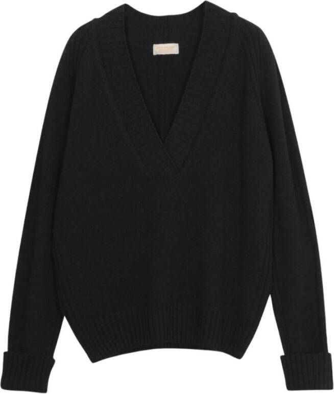John Smedley Oversized Jersey met Wikkel Silhouet Zwart Dames