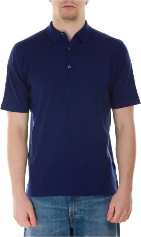 John Smedley Polo Shirt Blauw Heren