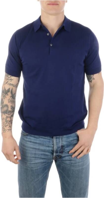 John Smedley Polo Shirts Blauw Heren