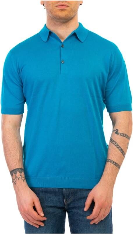John Smedley Polo Shirts Blauw Heren