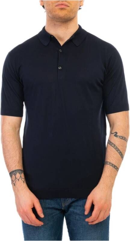John Smedley Polo Shirts Blauw Heren