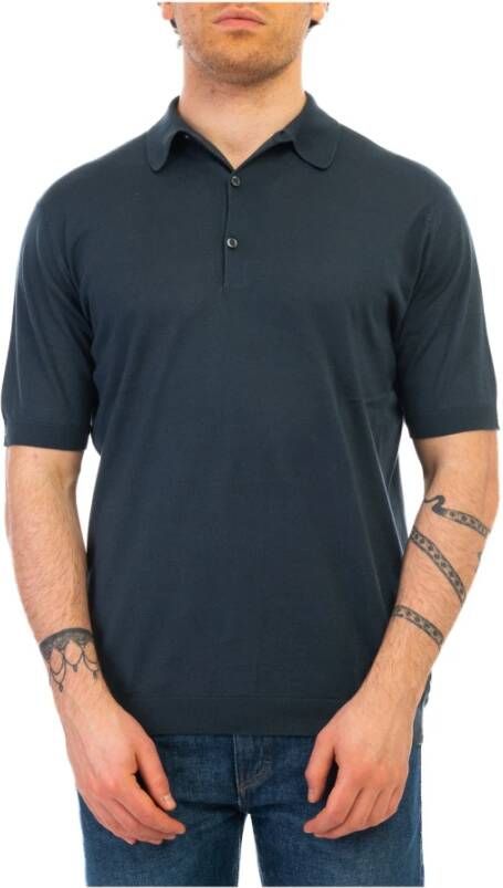 John Smedley Polo Shirts Blauw Heren
