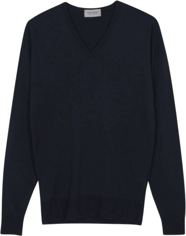 John Smedley Round-neck Knitwear Blauw Heren