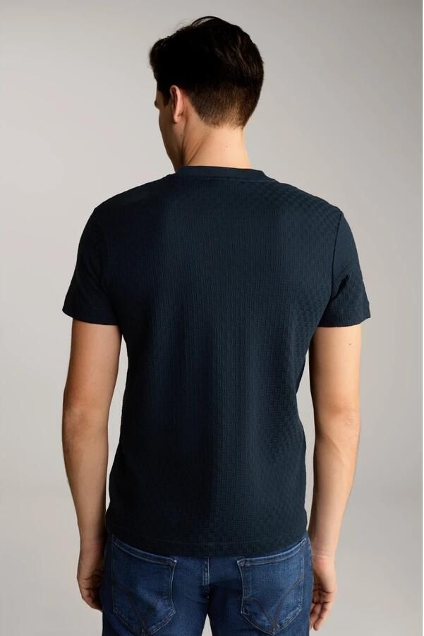 Joop! Donkerblauw katoenen T-shirt met textuurpatroon Blue Heren - Foto 3