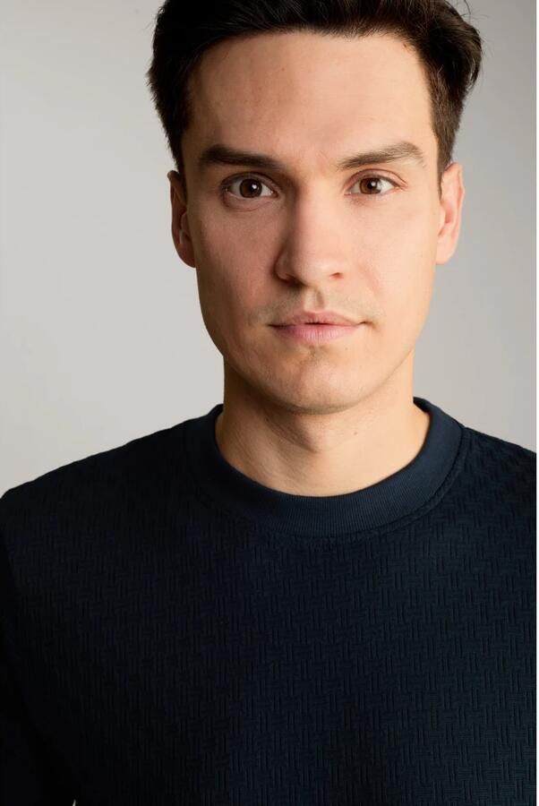 Joop! Donkerblauw katoenen T-shirt met textuurpatroon Blue Heren - Foto 2