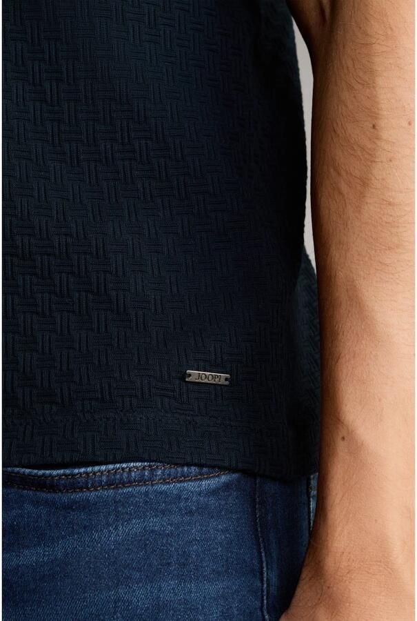 Joop! Donkerblauw katoenen T-shirt met textuurpatroon Blue Heren